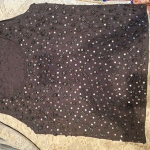 Ellen Tracy Black Sequin Tank Top